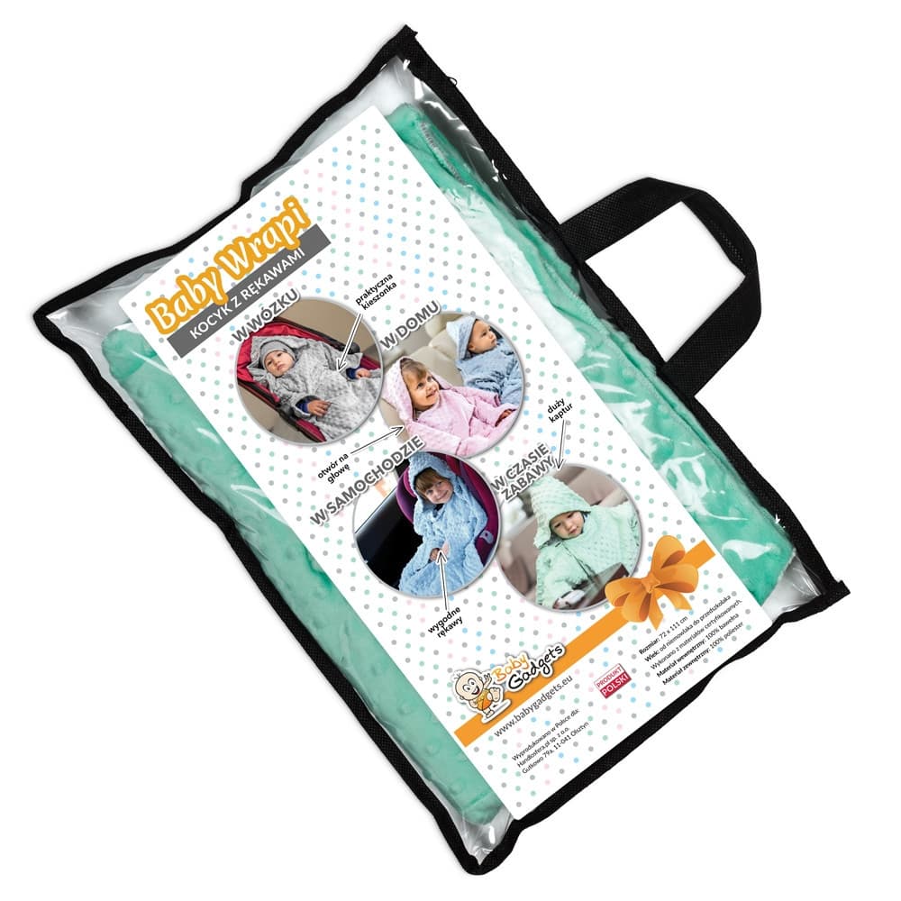 Kocyk z rękawami kapturem Błękitny dla dziecka