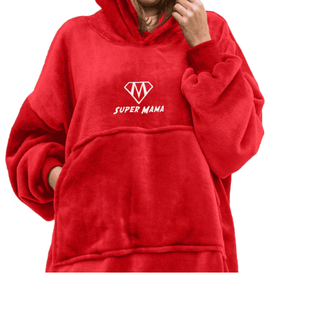 Bluzair SUPER MAMA - Bluza koc - Czerwony - prezent na dzień mamy